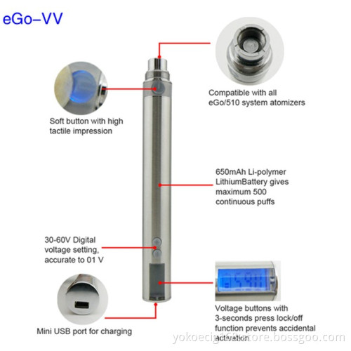 Variable Voltage Battery of EGO V V Electronic Cigarette